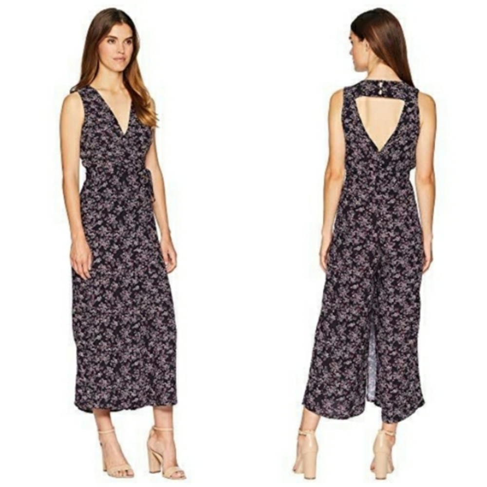 Jack Swish Swish Printed Maxi Jumpsuit Cutout Floral Printed Open Back Boho NEW